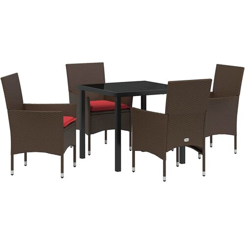 vidaXL Komplet za jedilnico v vrtu 5 pcs Rjava in rdeča poli ratan, (5000045399) Cene