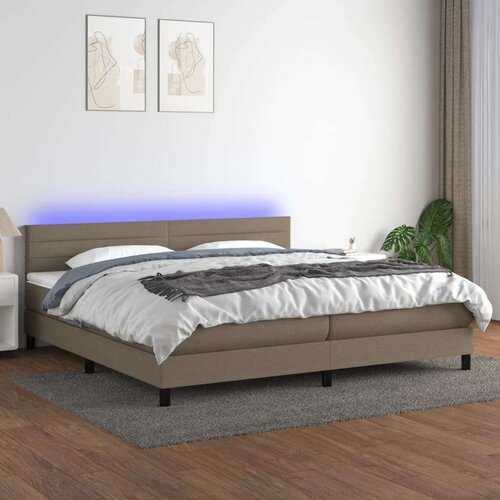  Box spring postelja z vzmetnico LED taupe 200x200 cm blago, (20902321) Slike