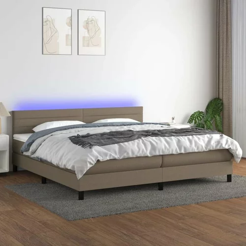  Box spring postelja z vzmetnico LED taupe 200x200 cm blago, (20902321)