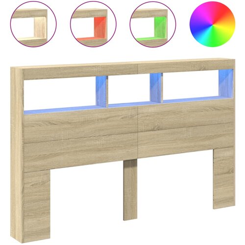 Maison Chic posteljno vzglavje - vzglavna omarica - nočna omarica led sonoma hrast 160x17x102 cm, (21705375) Slike