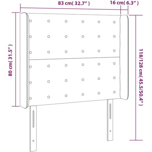  Uzglavlje tamnosivo 83x16x118/128 cm bar&amp;scaron;unasto Slike