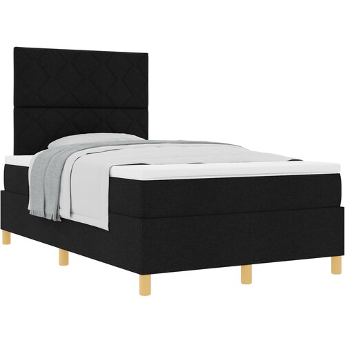 vidaXL Box Spring Bed z vzmetnico črna majhna dvojna tkanina Cene