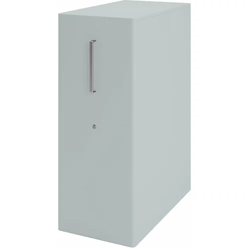 BISLEY Večnamenski predalnik Tower™ 4, s pokrovom in 1 oglasno desko, za postavitev na desno, 2 polici, srebrne barve