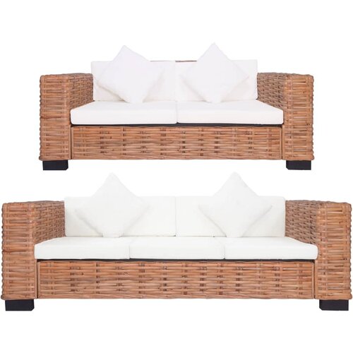  2-dijelni set sofa od prirodnog ratana s jastucima Cijene