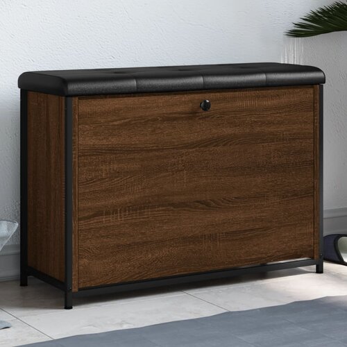VidaXL Klupa za cipele s preklopnom ladicom boja hrasta 82x32x56 cm Slike