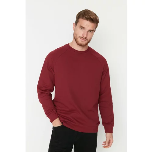 Trendyol Claret Red Men's Basic Regular Fit Crew Neck Raglan Sleeve Sweatshirt