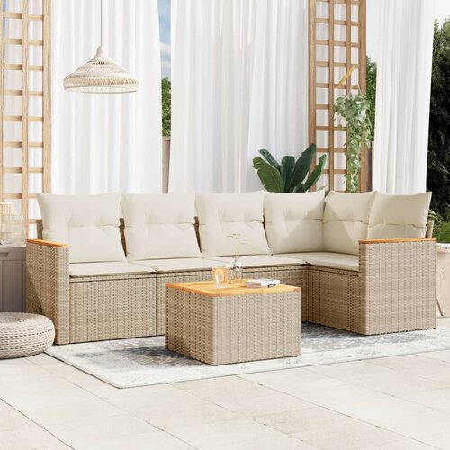 vidaXL 6-dijelni set vrtnih sofa s jastucima bež od poliratana Cijene