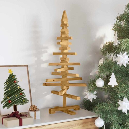  Drveno božićno drvce s stalakom Smeđa 90 cm Masivna borovina Slike