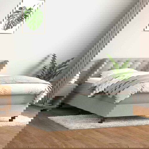 Box spring postelja z vzmetnico svetlo siva 80x220 cm žamet, (21791867) Slike