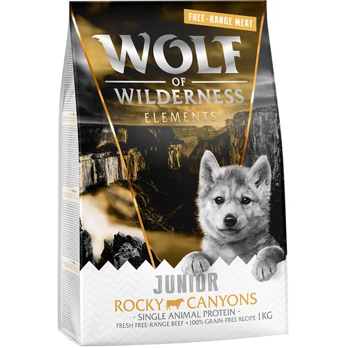 Wolf of Wilderness JUNIOR "Rocky Canyons" - govedina iz proste reje - 5 x 1 kg