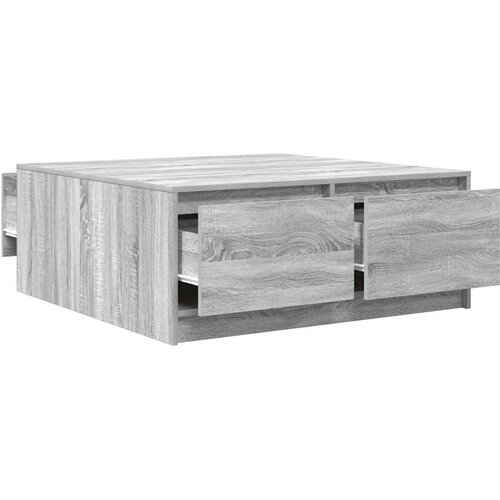  Stol za kavu s ladicama sivog sonome 100x100x40 cm Slike