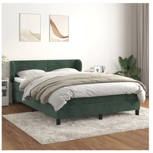 vidaXL Box spring postelja z vzmetnico temno zelen 140x190 c