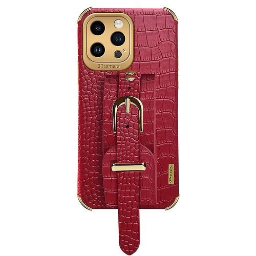 INORCO Za iPhone 13 Pro Max 6,7-palčni ovitek za telefon s krokodiljo teksturo iz PU usnja prevlečen ovitek TPU s trakom za roko in stojalom, (22035766) Slike