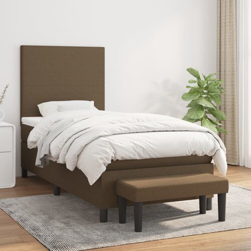  The Living Store Box spring postelja z vzmetnico temno rjava 90x200 cm blago - Box Spring Postelja, (21454844) Slike