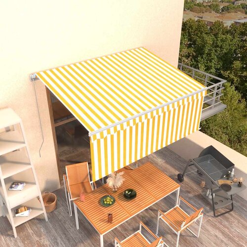 Tenda na ručno uvlačenje s roletom 3,5 x 2,5 m žuto-bijela Cijene