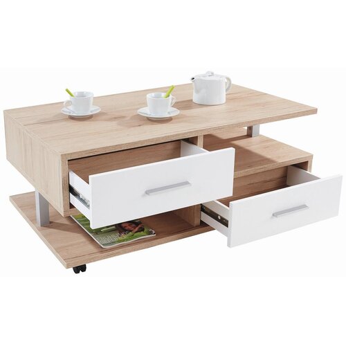 Modern Living Klubska Miza Quattro, Bela, Barva Hrasta Slike