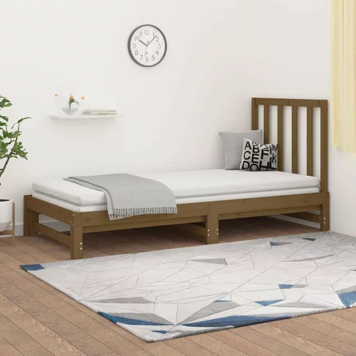  Izvlečna dnevna postelja medeno rjava 2x(90x200) cm borovina, (20724268)