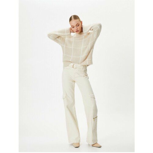 Koton Plush Knitwear Sweater High Collar Low Shoulder Soft Textured Cene