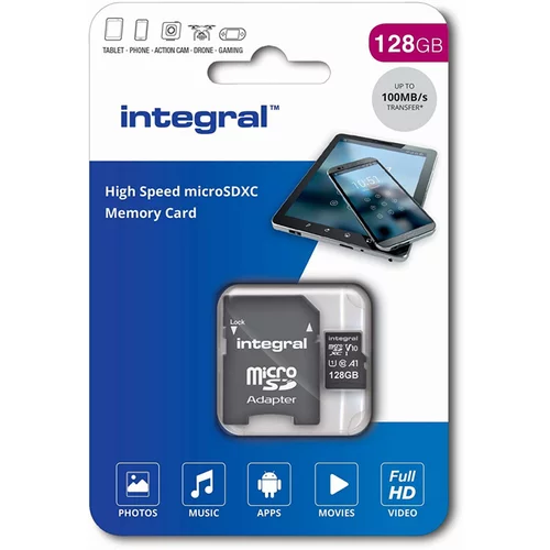 Integral Spominska kartica Micro SDHC/XC V10 UHS-I U1, 128 GB + adapter