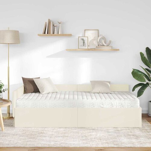  Kutni krevetni okvir s madracem 2 kom. Krem 90 x 190 cm Bar&amp;scaron;un Slike