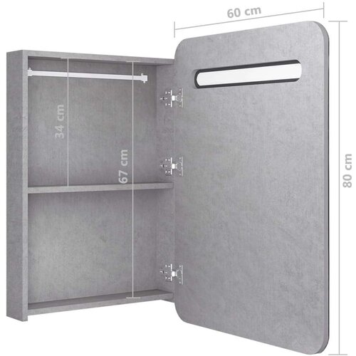 VidaXL led kopalni&amp;scaron;ka omarica z ogledalom betonsko siva 60x11x80 cm Slike