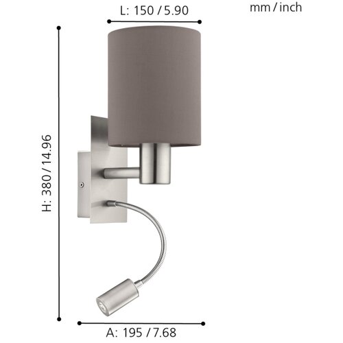 Eglo 96481 - led fleksibilna svetiljka pasteri 1xE27/40W+LED/3,8W siva Slike