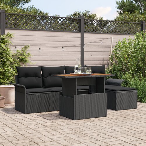 vidaXL 6 delni vrtni sofa set z blazinami črne poli ratana Cene