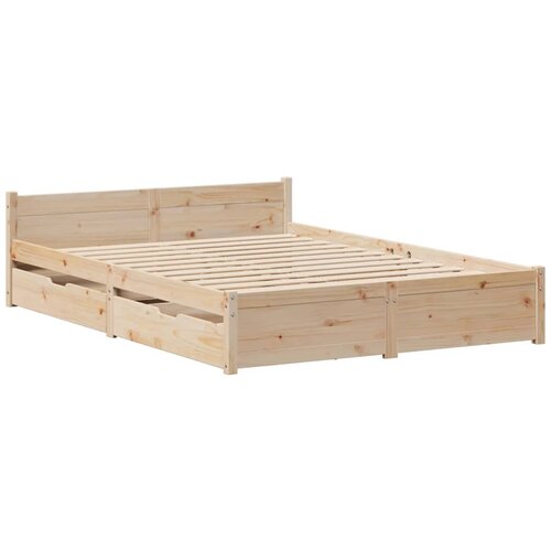 vidaXL Posteljni okvir s predali 135x190 cm borovina, (21308129) Cene
