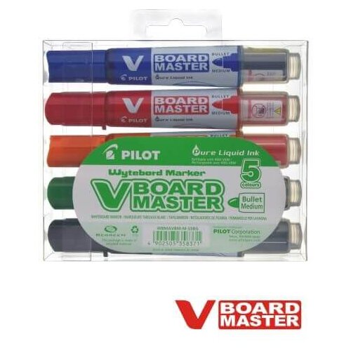 Pilot Flomaster, marker za bijelu ploču, WBMA-VBM-55, 2-3 mm, set od 5 boja, blister Slike