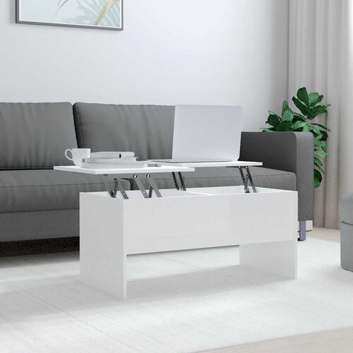  Stolić za kavu sjajni bijeli 102x50,5x46,5 cm konstruirano drvo Slike