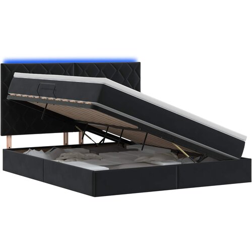  LED krevet za pohranu s madracem Crna 160 x 200 cm Bar&amp;scaron;un Slike