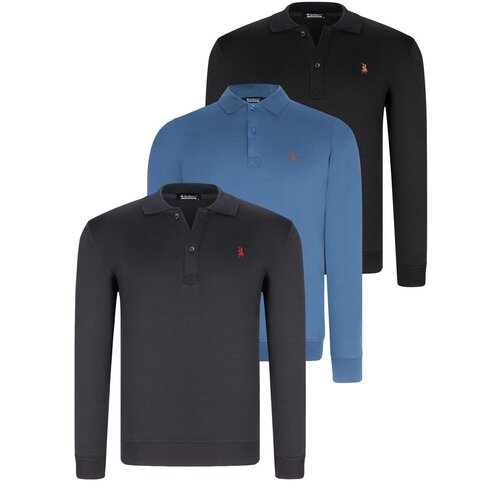 Dewberry SET OF THREE V4007 MEN&amp;#039;S SWEATSHIRT-BLACK-NAVY-INDIGO Slike
