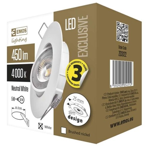 Emos LED ugradno svetlo EXCLUSIVE LED/5W/230V 4000 K belo Slike