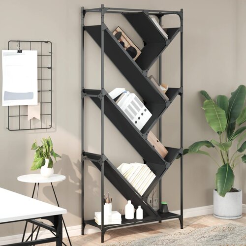 Regal za knjige crni 79 x 30 x 180 cm konstruirano drvo i metal Cene