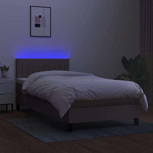  Krevet box spring s madracem LED smeđesivi 80 x 200 cm tkanina Slike