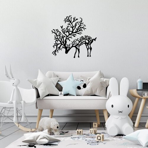Wallity Zidna dekoracija Jelen 2, 66 x 70 cm, Crna Cene
