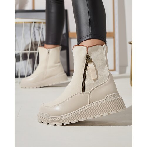 Resti Cream women's flat-heeled boots Mefina- Footwear Cene
