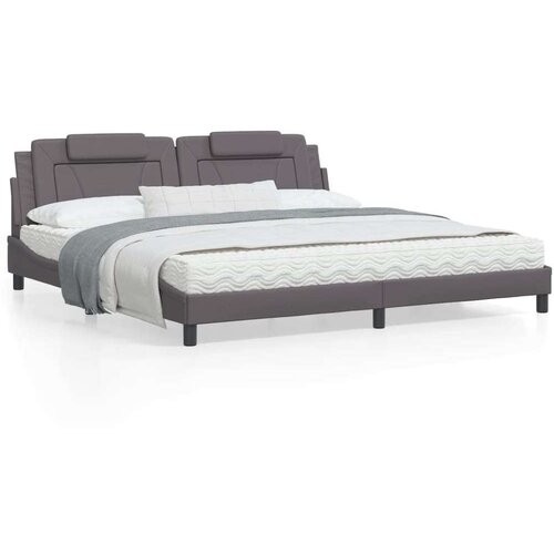  Okvir kreveta s LED svjetlima sivi 200 x 200 cm umjetna koža Cene