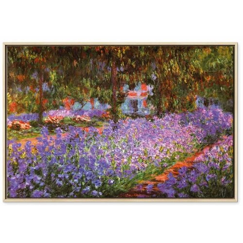  Slika - Claude Monet &amp;ndash; The Artist&amp;rsquo;s Garden at Giverny 90x60 U prirodnom drvenom okviru Slike