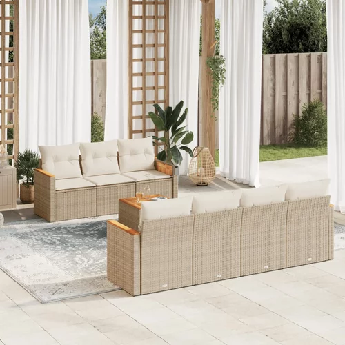 vidaXL 8-dijelni set vrtnih sofa od poliratana s jastucima bež