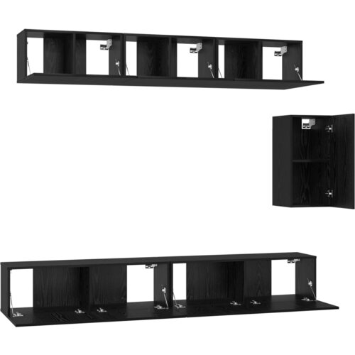 VidaXL Komplet TV omaric s polico Drugo 6 pcs Črni hrast 100 x 30 x 30 cm Slike