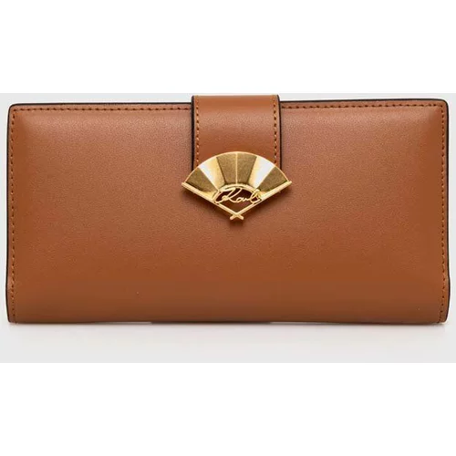 Karl Lagerfeld Usnjena denarnica ženski, rjava barva