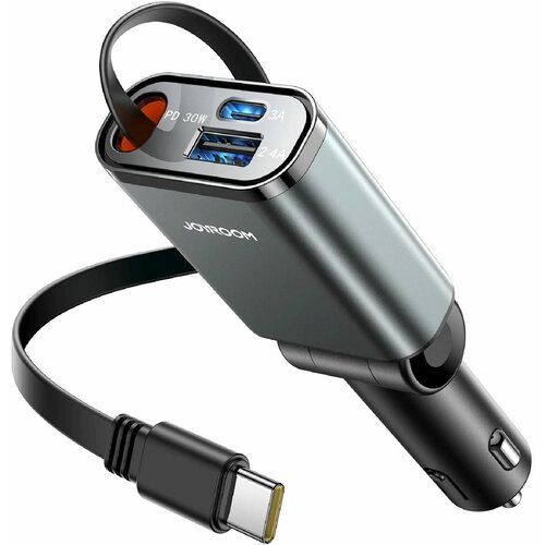 Joyroom polnilec avtomobilski 12V 24V 45W PD QC TipA TipC+kabel črn JR-CCL07, (5000219308) Slike
