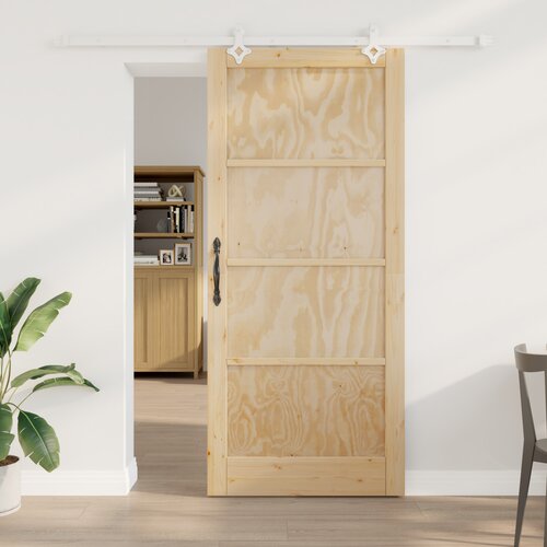 vidaXL Drsna vrata s kompletom pribora 93x211 cm trden bor, Notranja vrata 'ORKDAL'93x211x4 cm trden bor Cene