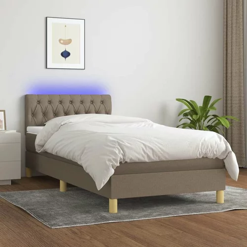  Box spring postelja z vzmetnico LED taupe 90x200 cm blago, (20727025)