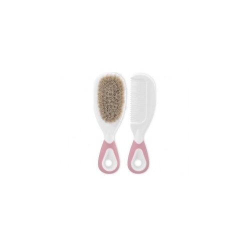 Lorelli baby care cesalj i cetka sa prirodnim vlasima - blush pink ( 10240350001 ) Slike