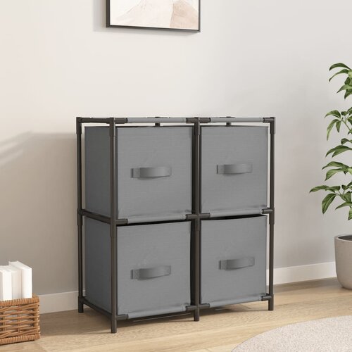vidaXL Ormarić za pohranu s 4 platnene košare sivi 63x30x71 cm čelični Cijene