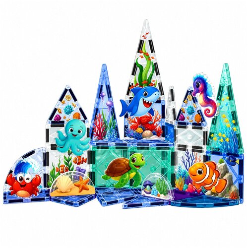 Magnetic Construction Blocks Sea Animals Ocean 40 pcs. Slike