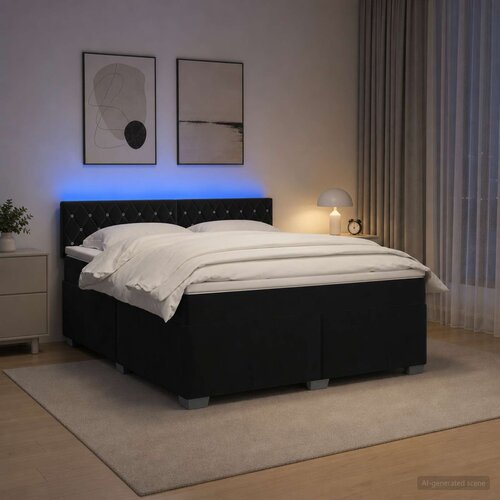  Krevet s box springom, madracem i LED-om Crna 160 x 200 cm Cene