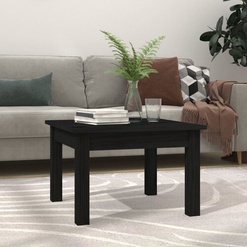 The Living Store Klubska mizica črna 45x45x30 cm trdna borovina - Klubska Mizica, (21573632) Slike